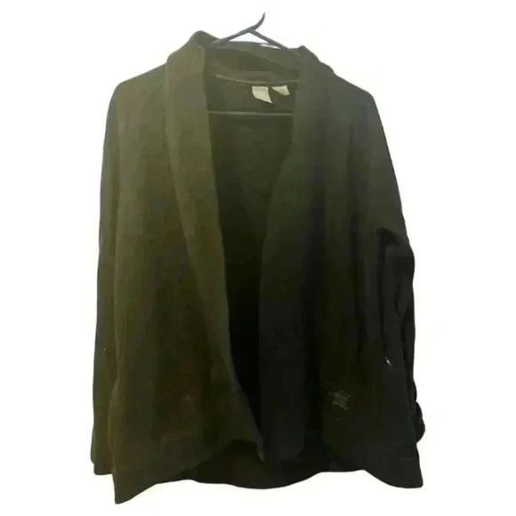 Nūspört Black Dolman Sleeve Open Front Cardigan Shawl Collar Sweater Size Large - Picture 1 of 12
